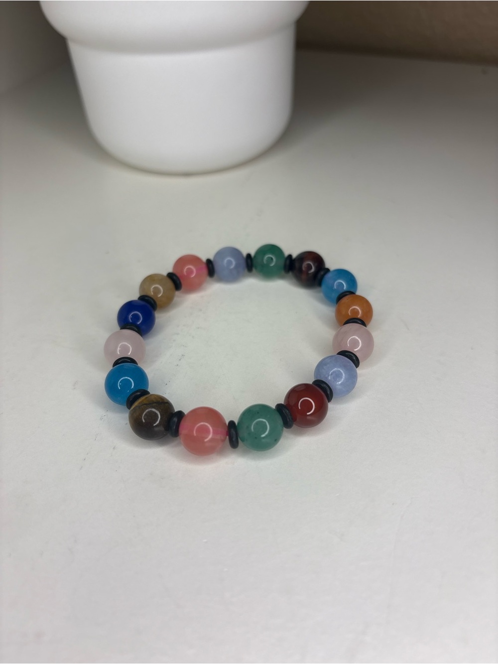 Multi Gemstone Crystal Beaded Stretch Bracelet Chakra Rainbow Healing Stones